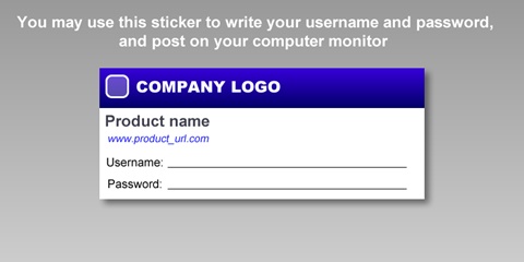 Password reminder sticker and instructions